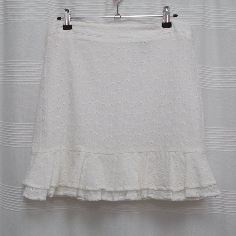 NWOT 100% Cotton Eyelet Ruffle Mini White Skirt